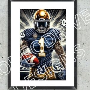 Notre Dame Poster 11x17 Notre Dame Fighting Irish Wall Art NCAA Poster